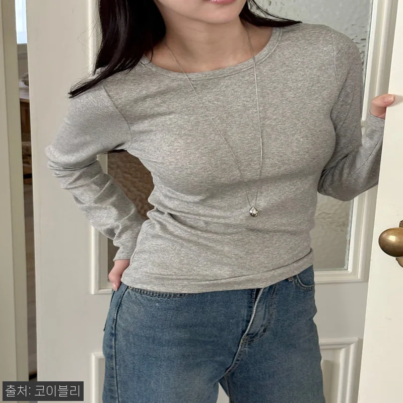 코이블리 슬림핏 와이드 유넥 골지 이 관련 이미지 4