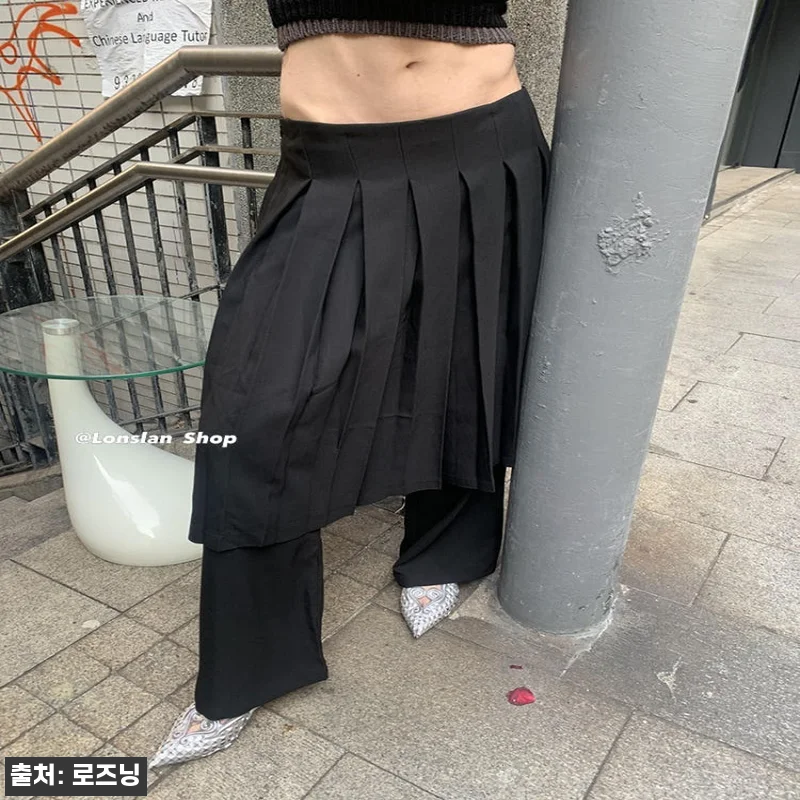 투피스같은 로우웨이스트 롱스커트 플리 관련 이미지 4