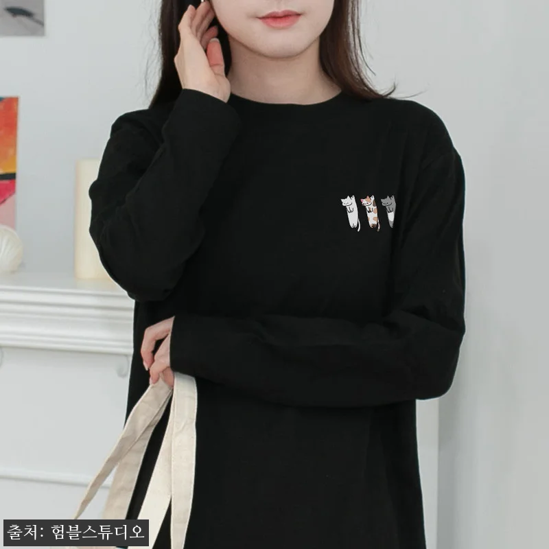라운드넥 긴팔 이너 티셔츠 여성 레이 관련 이미지 5