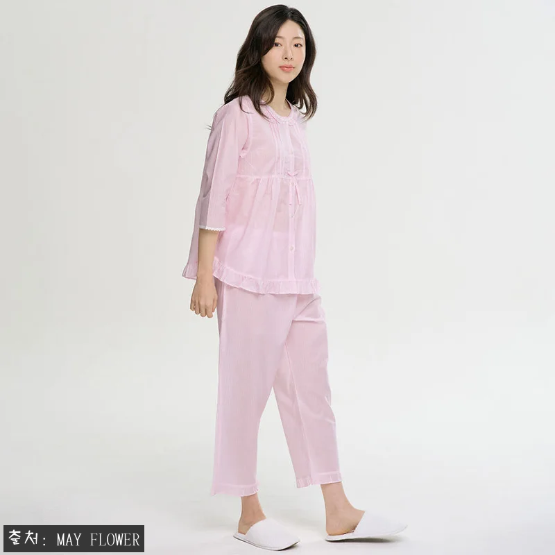 핑크ST 여성 7부 순면 잠옷 파자마 관련 이미지 5