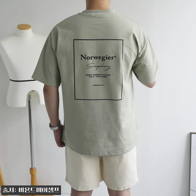 남자반팔티 루즈핏 오버핏 노르 분또 프린트 반팔 티셔츠 5color, 여름 코디용으로 눈여겨볼 이슈템 17 남자반팔티 루즈핏 오버핏 노르 분또 관련 이미지 5