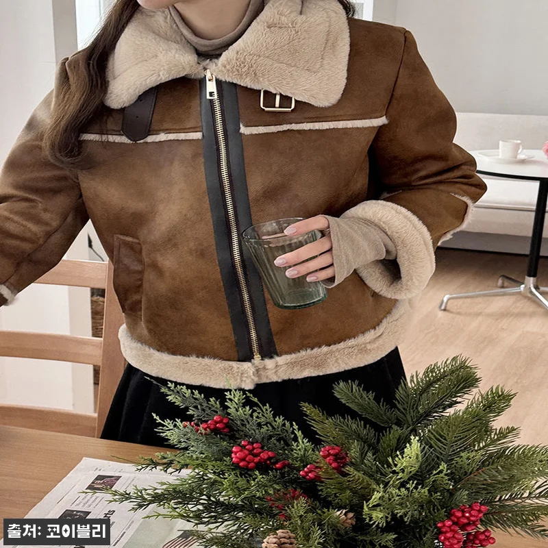 겨울 하이넥 레더 여자 무스탕 자켓, 블랙 색감과 스웨이드 질감이 예쁜 코이블리 찐후기 18 겨울 하이넥 레더 여자 무스탕 자켓, 관련 이미지 7
