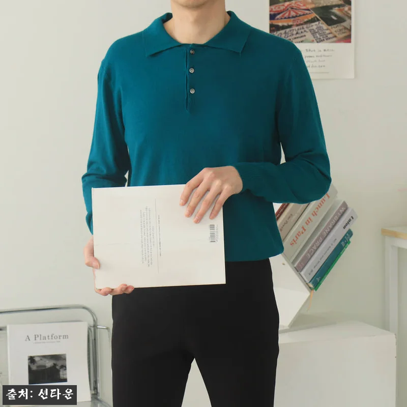 남자니트 루즈핏 헨리넥 카라티 남자봄 관련 이미지 7