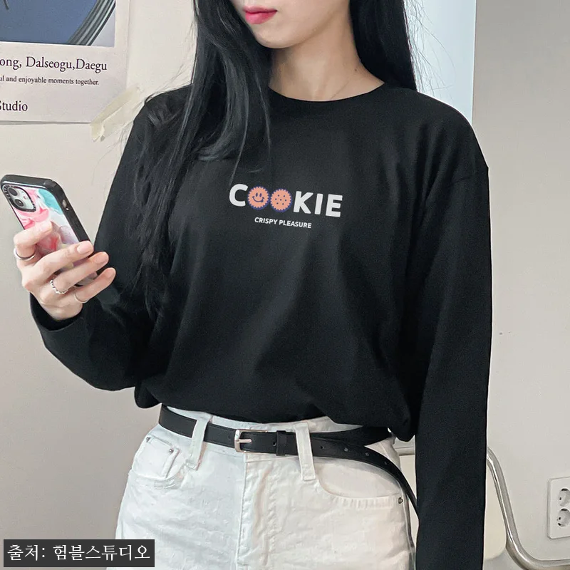 라운드넥 긴팔 이너 티셔츠 여성 레이 관련 이미지 8