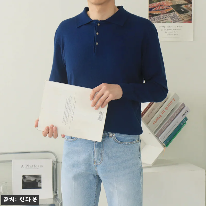남자니트 루즈핏 헨리넥 카라티 남자봄 관련 이미지 8