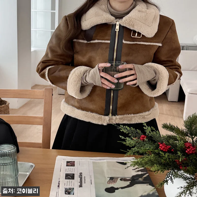 겨울 하이넥 레더 여자 무스탕 자켓, 블랙 색감과 스웨이드 질감이 예쁜 코이블리 찐후기 20 겨울 하이넥 레더 여자 무스탕 자켓, 관련 이미지 9