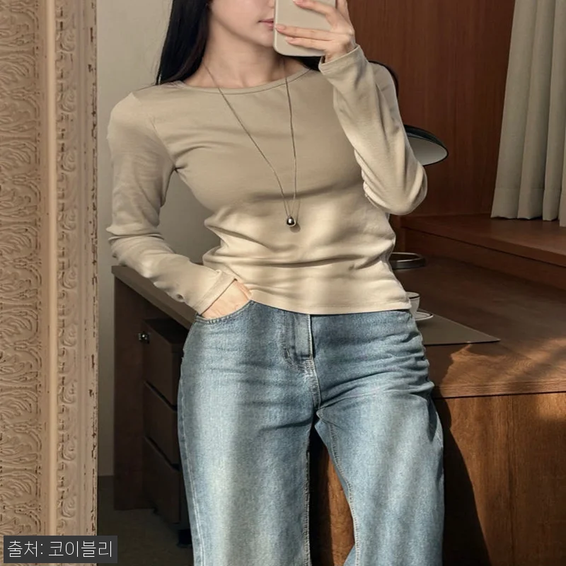 코이블리 슬림핏 와이드 유넥 골지 이 관련 이미지 9
