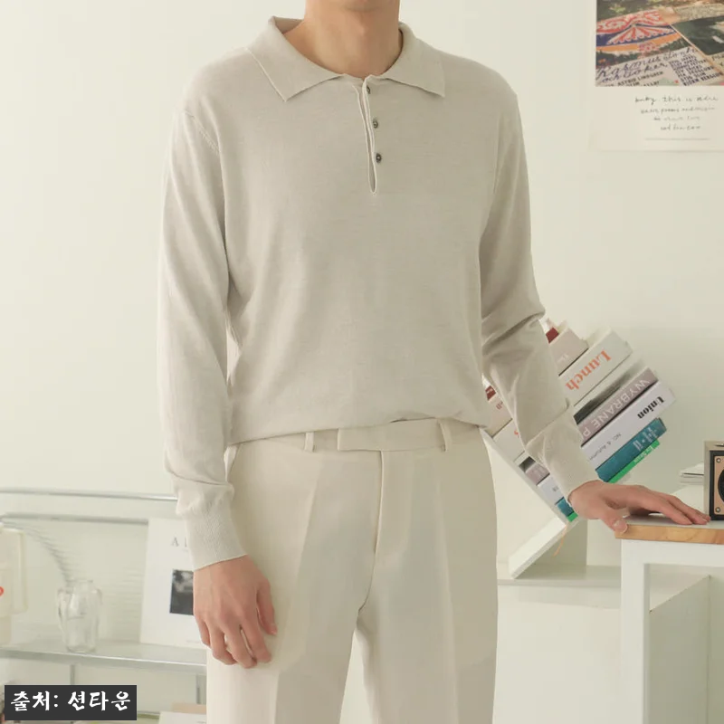남자니트 루즈핏 헨리넥 카라티 남자봄 관련 이미지 9