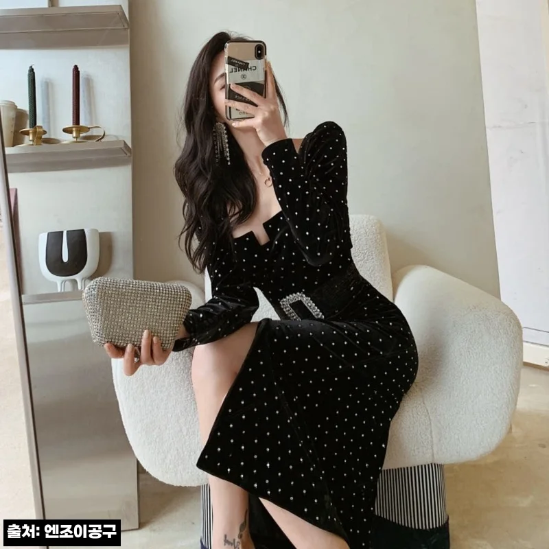 연말 모임 원피스 겨울 럭셔리 고급 고퀄 수입 원피스, 할인&middot;사이즈&middot;배송 일정 체크 후기