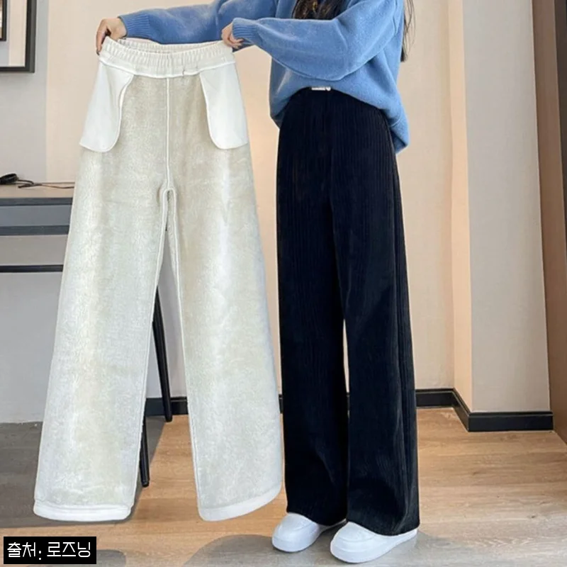 코듀로이 와이드 팬츠 밴딩 고무줄 바지, 겨울 루즈핏 4컬러 할인 정보 정리