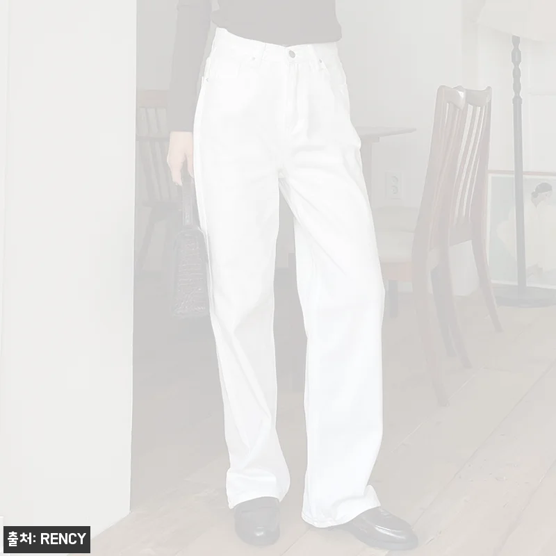 Home 77 하이웨스트 트렌드 세미 와이드 화이트 진 데님 팬츠, 2만 원대 무료배송으로 찾은 데일리 이슈템