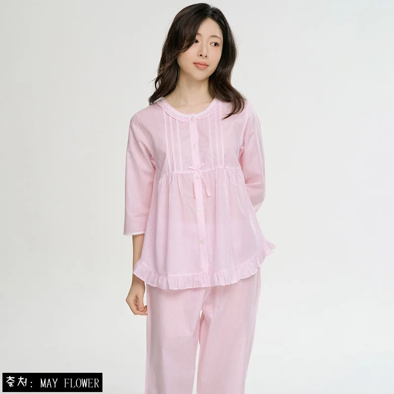 Home 76 핑크ST 여성 7부 순면 잠옷 파자마 세트, 3만원대 무료배송으로 만나는 산뜻한 홈웨어