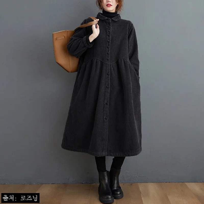 코듀로이 기모 셔츠원피스 29,900원 할인 중, 가을·겨울 오버핏 원피스 구매 전 체크