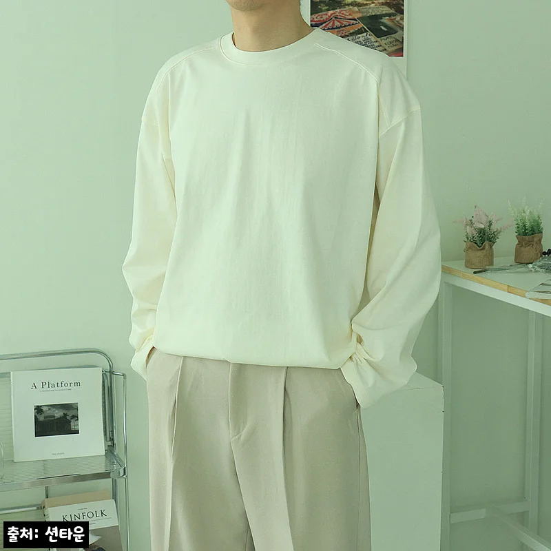 남자긴팔티셔츠 USA코튼 피그먼트 이너 티셔츠, 10가지 컬러로 데일리룩 완성하는 이슈템
