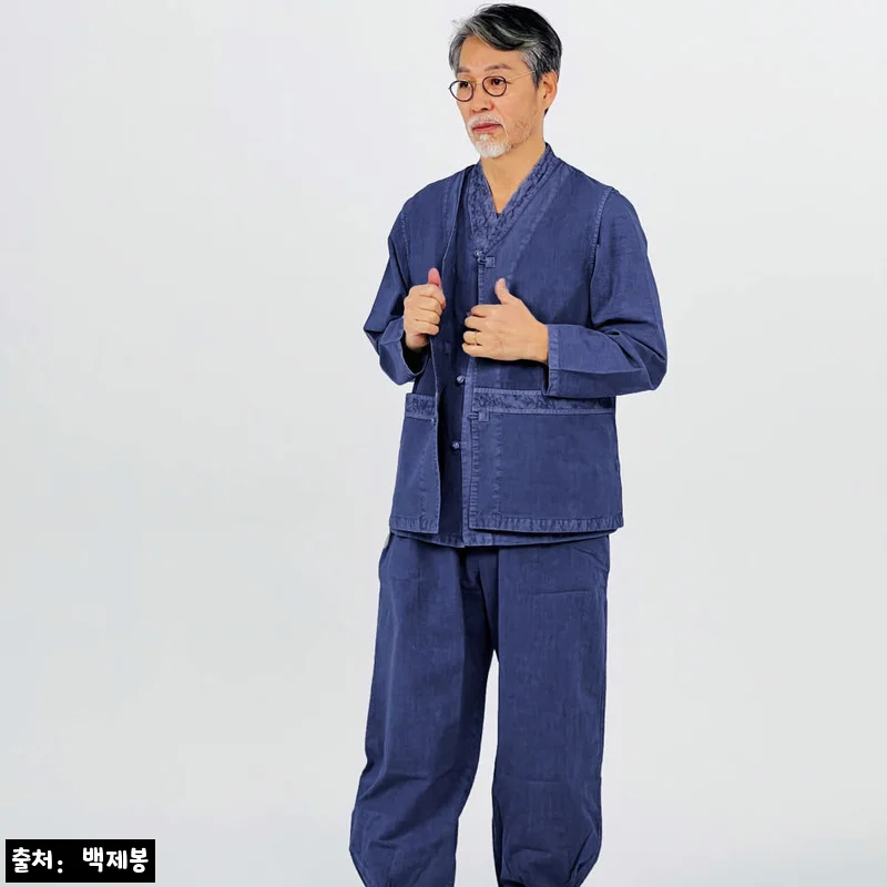 백제봉 생활한복 조끼 세트, 봄가을 절복·법복으로 눈여겨볼 3벌 구성