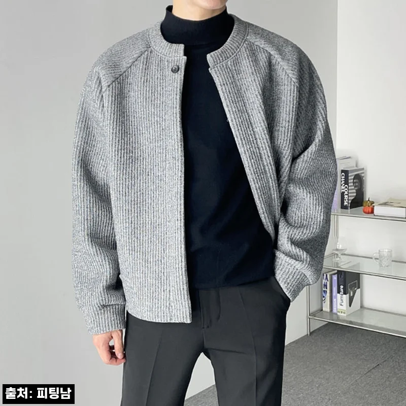 남자 어데어 두꺼운 라운드&후드 스판 나그랑 크롭 니트 가디건, 가을·겨울 데일리룩 이슈템 체크