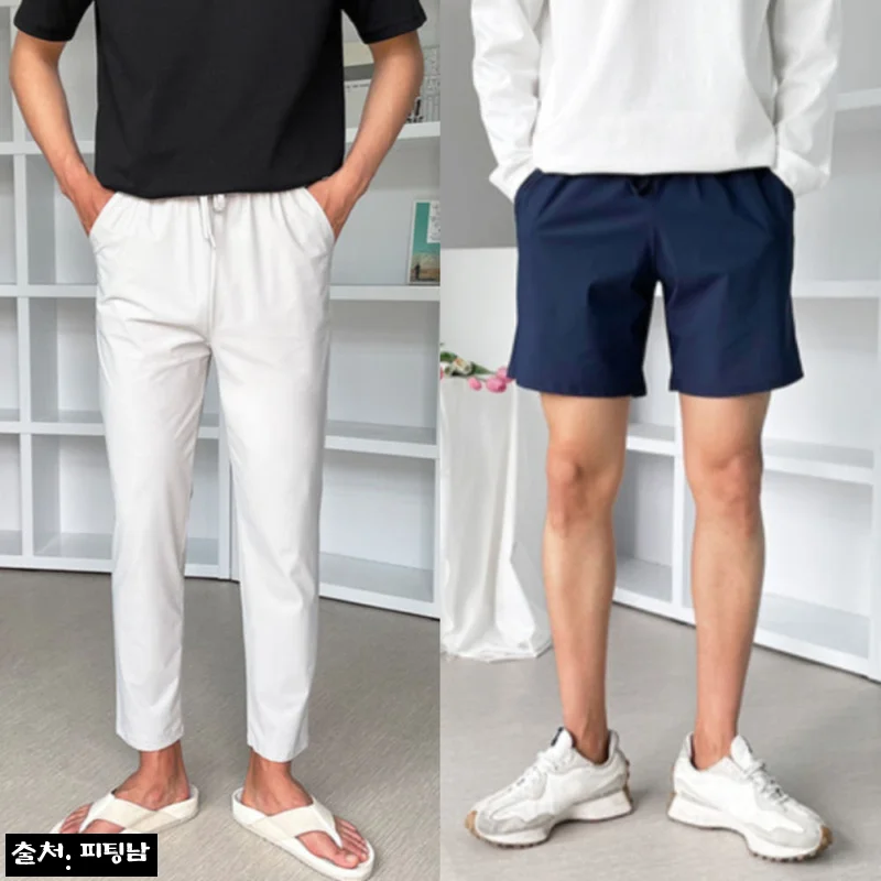 남자 그루질 여름 아이스 냉장고 2타입 밴딩팬츠&반바지, 19,800원대 여름바지로 눈여겨볼 이유
