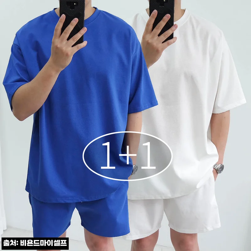 1+1 남자 아이스 분또 파스텔 오버핏 쿨링 반팔티셔츠, 여름 코디 전 꼭 체크할 이슈템