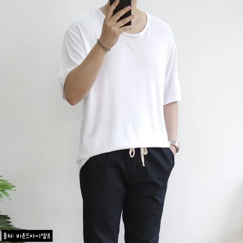 남자 슬라브 U넥 반팔 티셔츠 5컬러, 1만원대 무료배송으로 눈여겨볼 이슈템