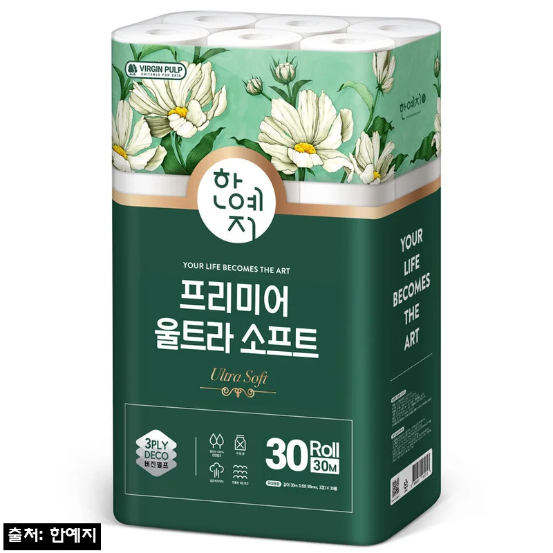 한예지 천연펄프 프리미어 울트라 소프트 두루마리 휴지 30롤, 27% 할인으로 쟁여두기 좋은 이유